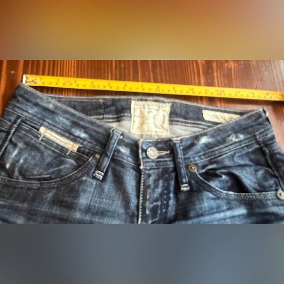 Taverniti So Russell 18” Jeans Size 27 Zippered Back Pockets Dark Wash Embroidrd - Picture 5 of 10